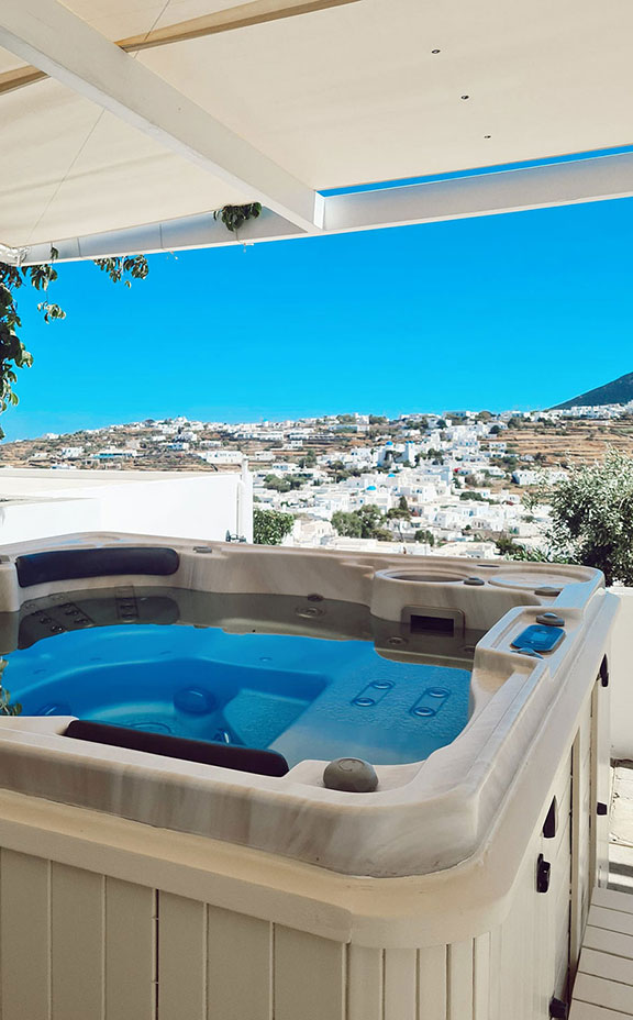 Panoramic view from the jacuzzi of hotel Petali village